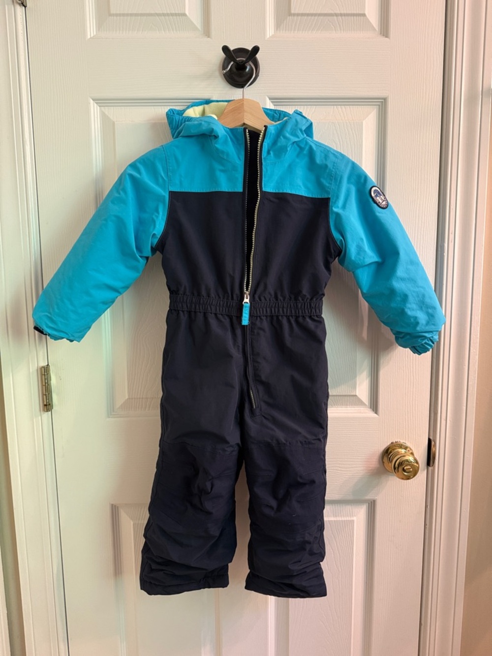 Lands' End Kids Two-Tone Snow One-Piece in Aqua and Navy